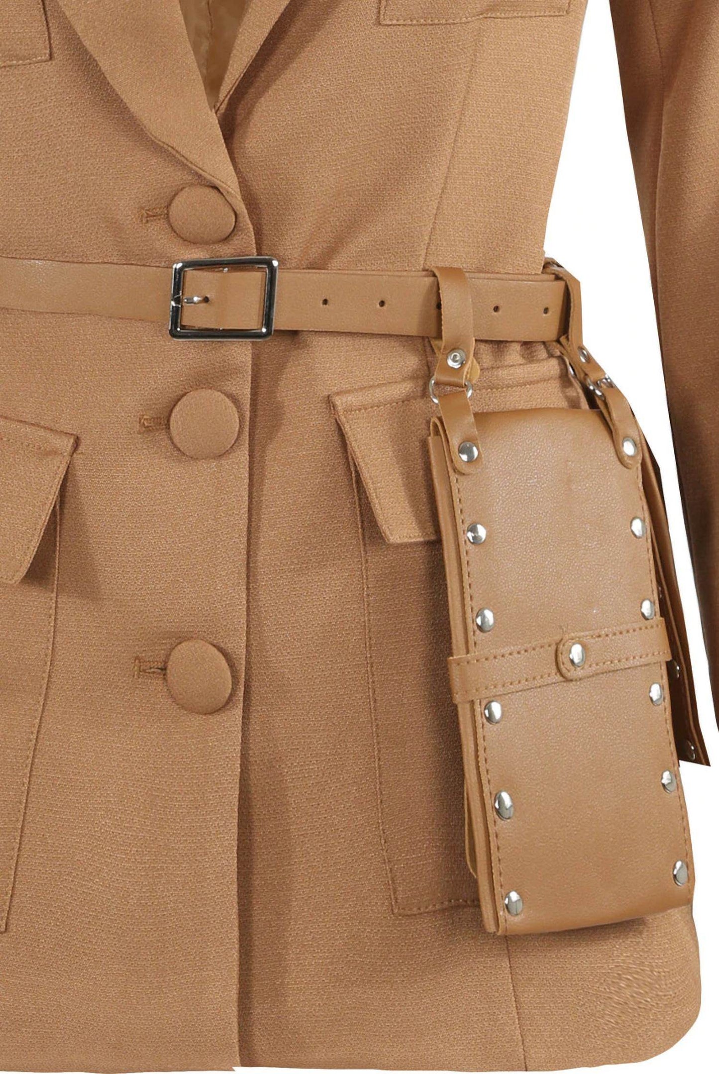 Babez London - Women's Utility Pocket Pouch Belted Blazer - Rack Hunt -