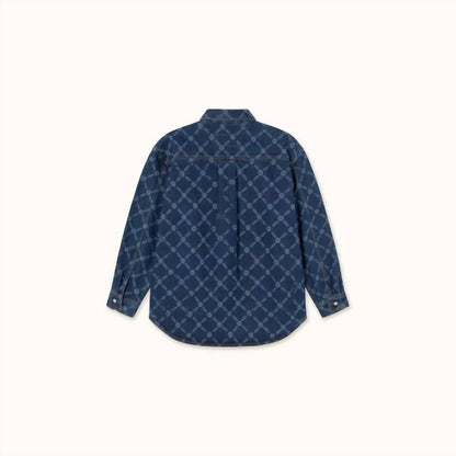Women's Flowers Grid Denim Shirt