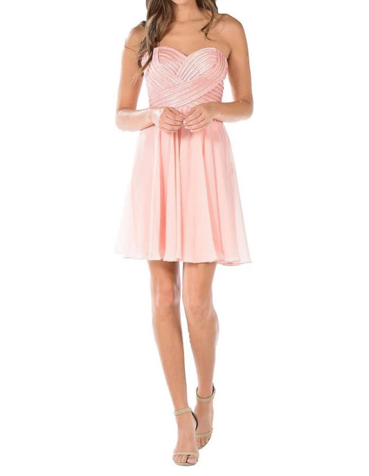 Sequined Top Short Strapless Dress