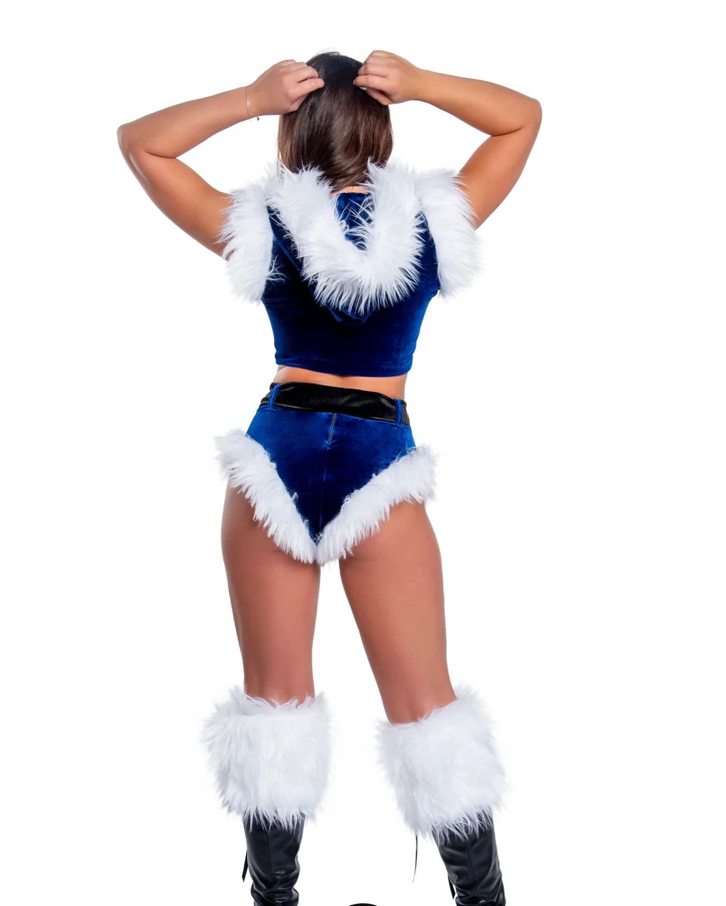 Fur Trim High Waist Belted Shorts