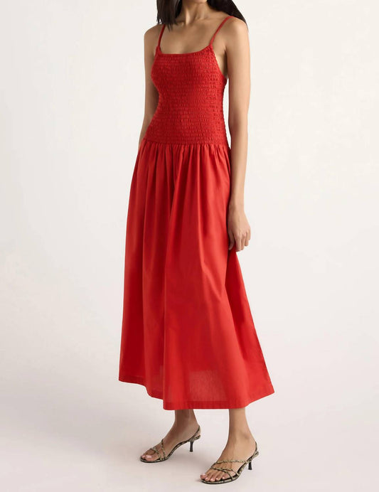 Venus Smocked Organic Cotton Midi Dress