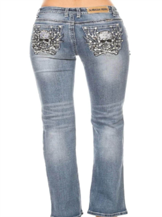 Bus Stop - Fearless Distressed Skull Jean - Rack Hunt -