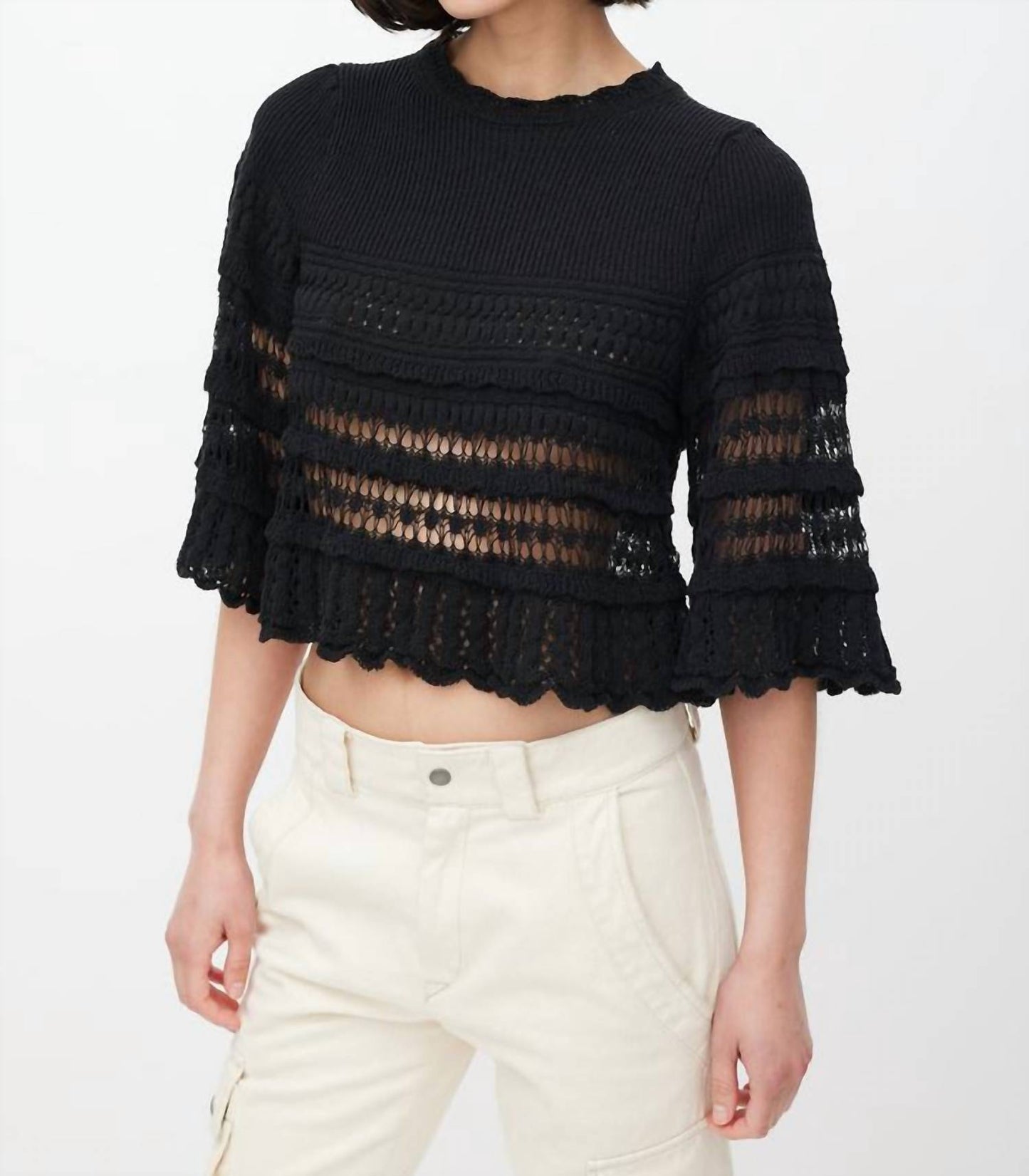 Azelia Tiered Cut Out Knit Pullover Sweater