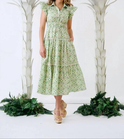BROOKS AVENUE - Flutter Sleeve Midi Dress - Rack Hunt