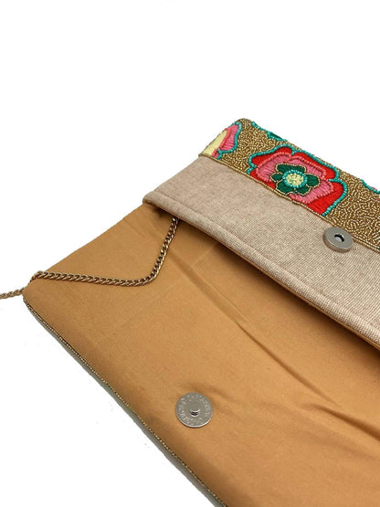 Women's Floral Beaded Clutch Crossbody Bag