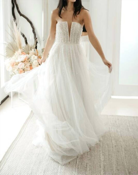 Aeryn Beaded Strapless Wedding Gown