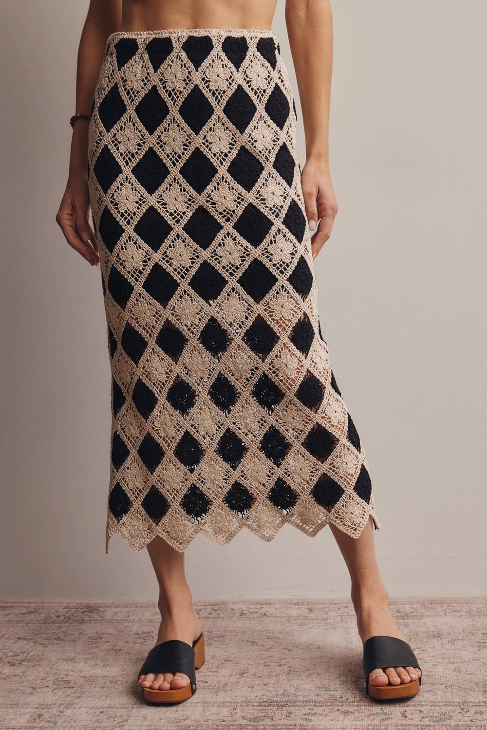 Crochet Diamond Midi Skirt