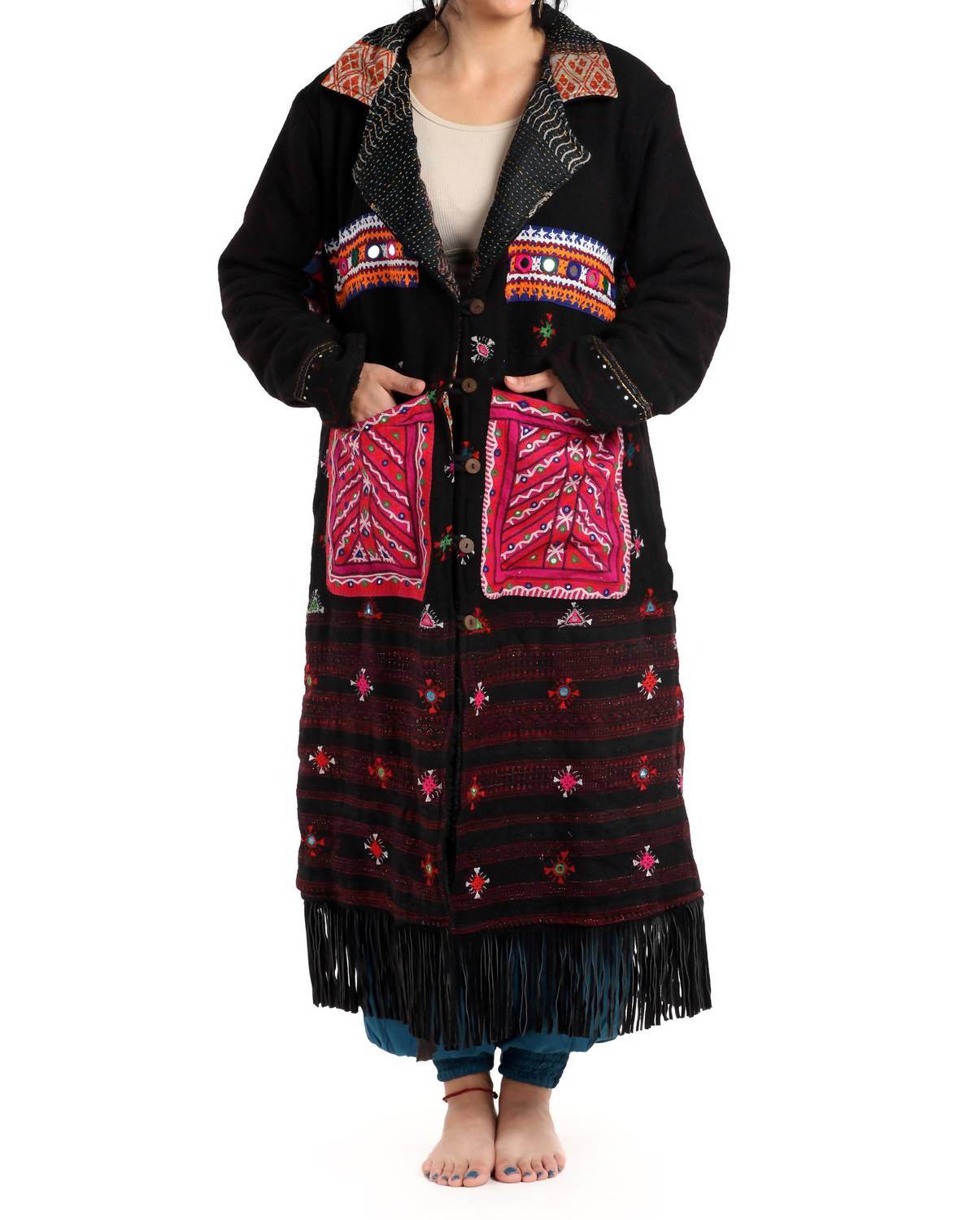 StandAwt - Hand-embroidered Patches Merino Wool Coat - Rack Hunt -