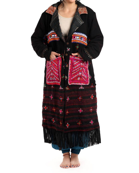 StandAwt - Hand-embroidered Patches Merino Wool Coat - Rack Hunt -