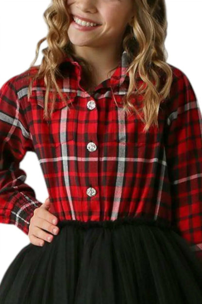 Ooh! La, La! Couture - Girls Plaid Button Down & Tulle Dress - Rack Hunt