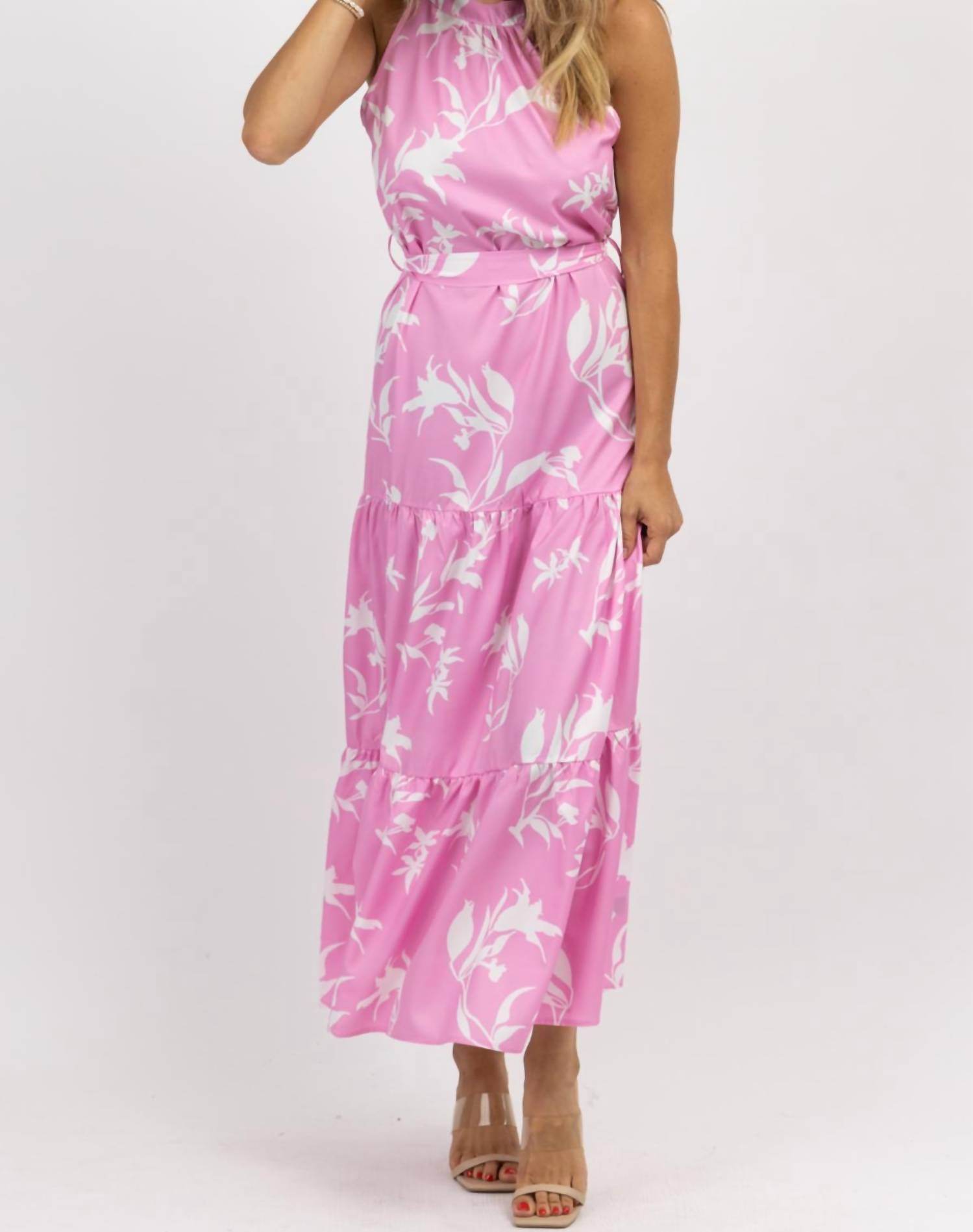 Fashion in the Box - Peony Halter Belted Maxi Dress - Rack Hunt