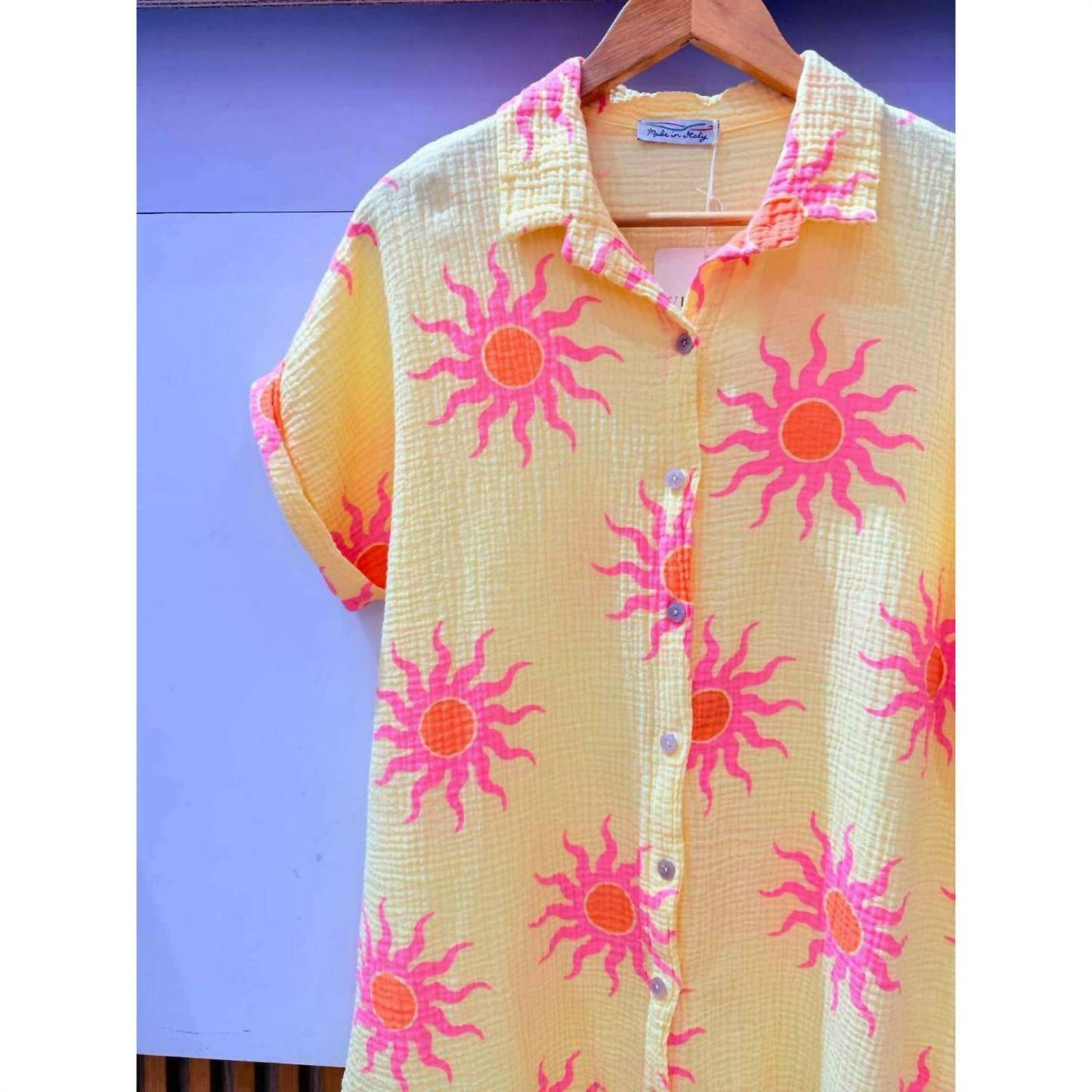 Women's Cotton Sun Print Shirt Dress
