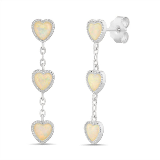 Atlanta Jewelers Supply - Women's Sterling Opal Triple Dangling Heart Post Earrings - Rack Hunt -