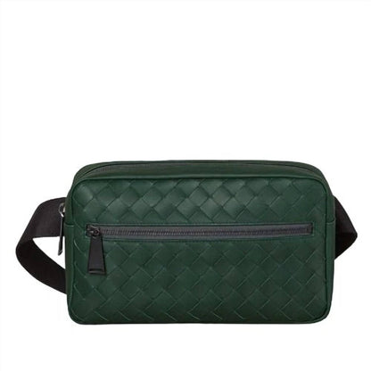 Braided Calfskin Zipper Dual-wear Chest Backpack / Waist Bag