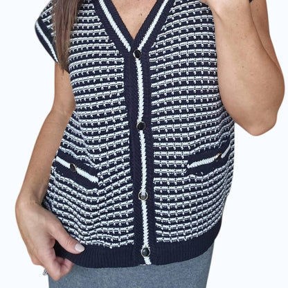Striped Button Down Vest