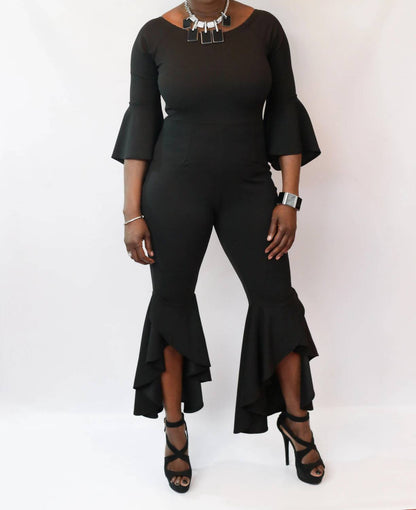 Classic Bodycon Bell Bottom Jumpsuit