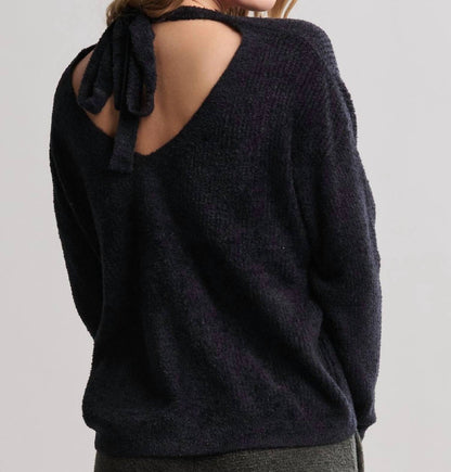 Cozychic Lite Ribbed V Pullover With Back Tie