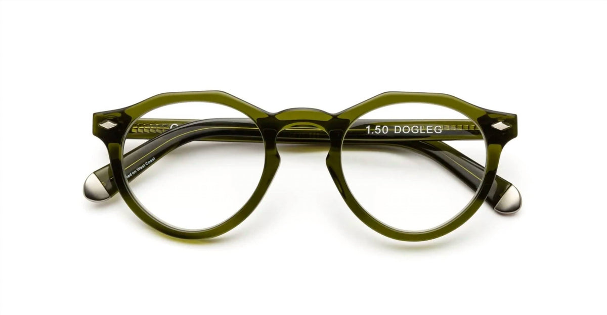 CADDIS Unisex - Dogleg Reading Round Glasses in Heritage Green