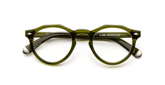 CADDIS Unisex - Dogleg Reading Round Glasses in Heritage Green