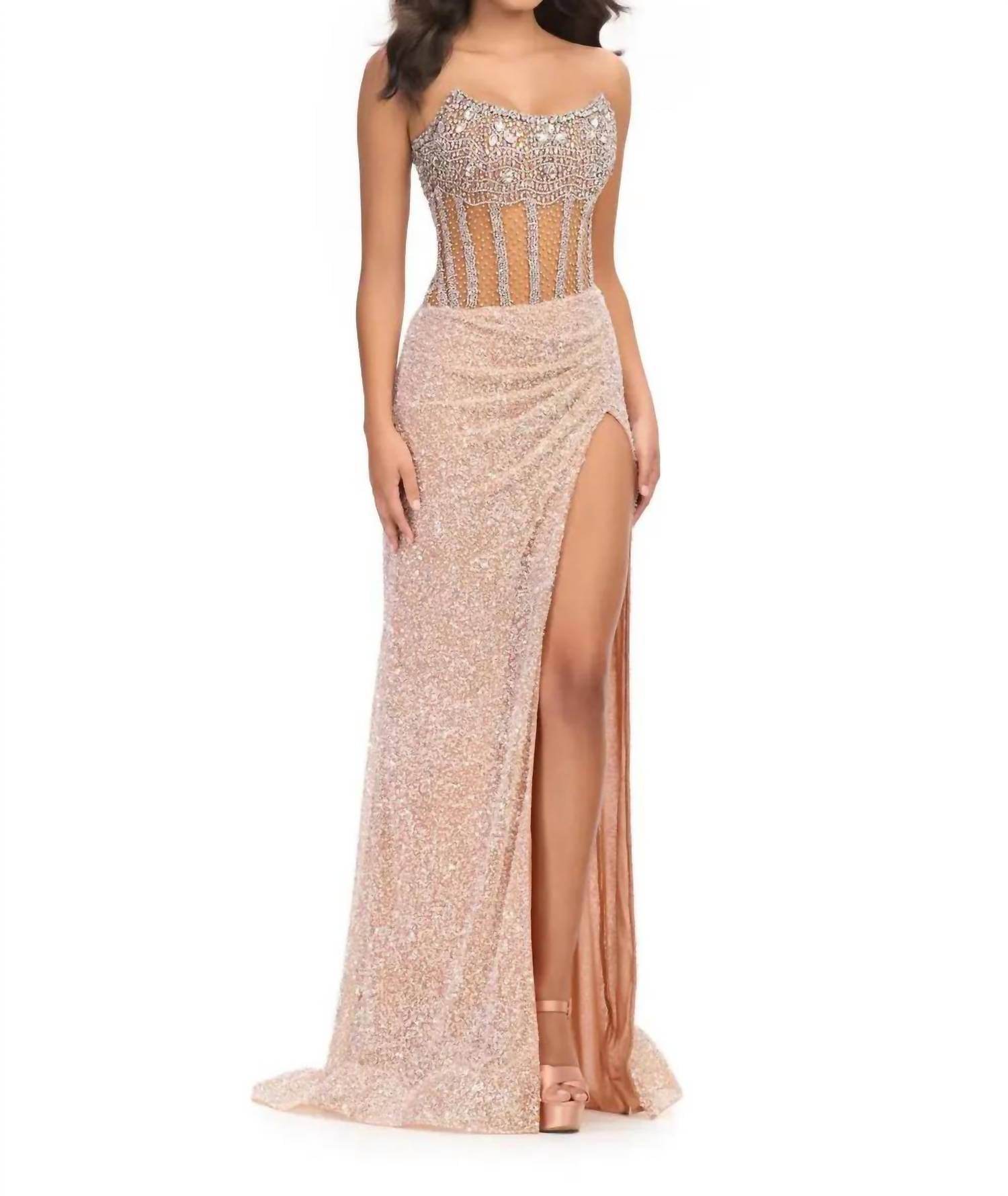 ASHLEYlauren - Dazzling Fully Hand Beaded Gown - Rack Hunt