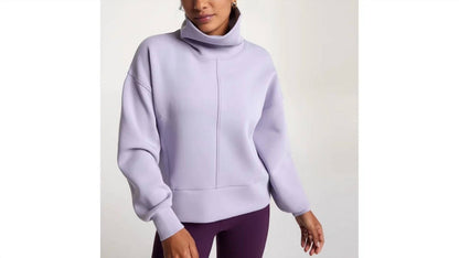 Metal Lily Soft Scuba Funnel Neck Sweatshirt