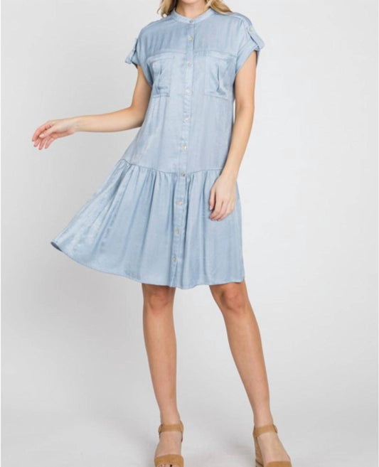 Ranunculus Drop Waist Knee Length Shirt Dress