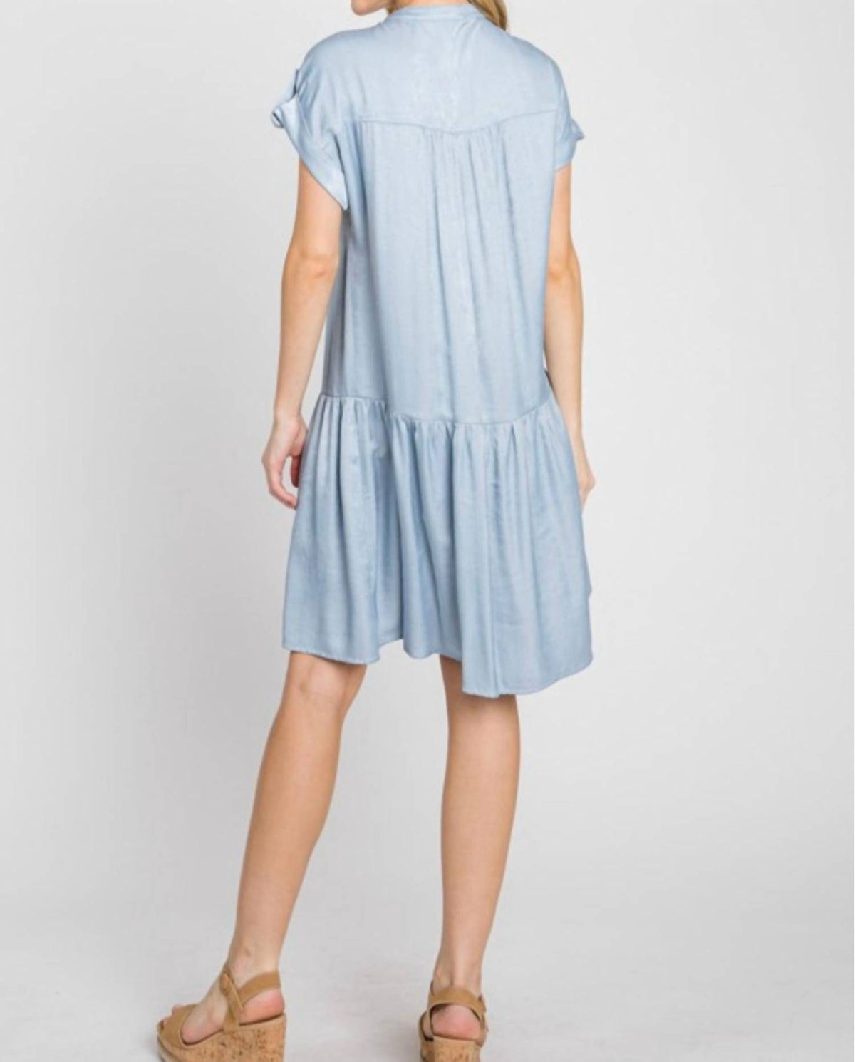 Ranunculus Drop Waist Knee Length Shirt Dress