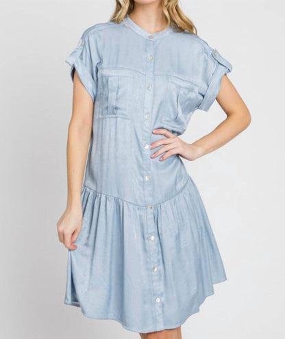 Ranunculus Drop Waist Knee Length Shirt Dress