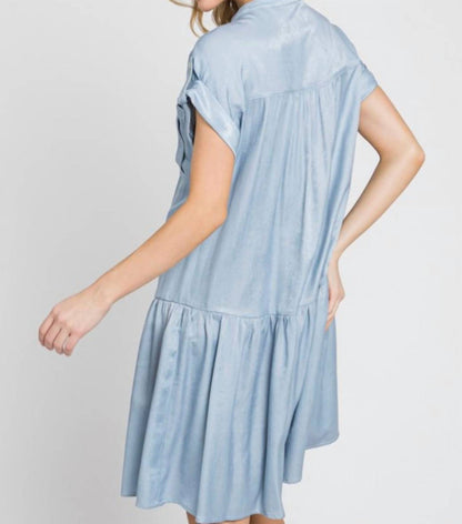 Ranunculus Drop Waist Knee Length Shirt Dress