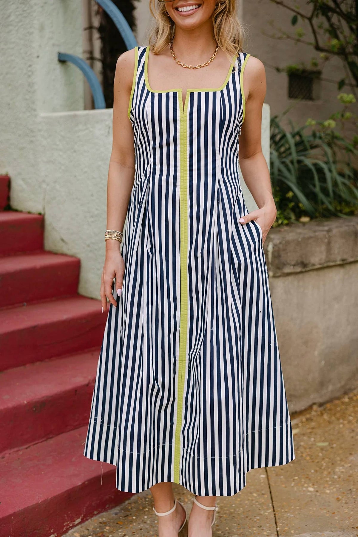 Elise Stripe Midi Dress