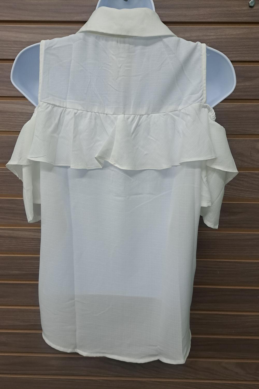 Women's Cold Shoulder Linen Button Up Blouse