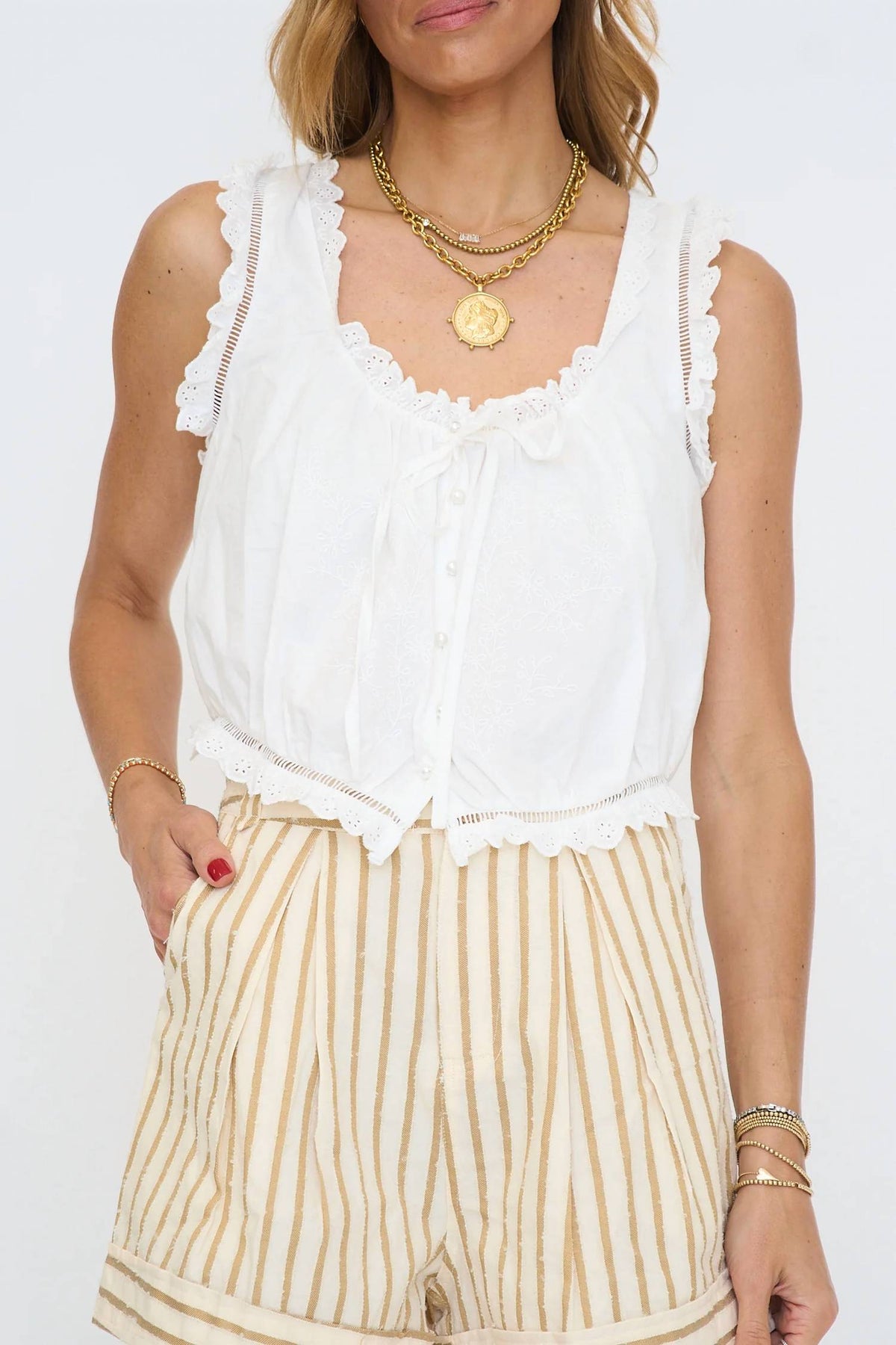 Embroidered Broderie Anglaise Top