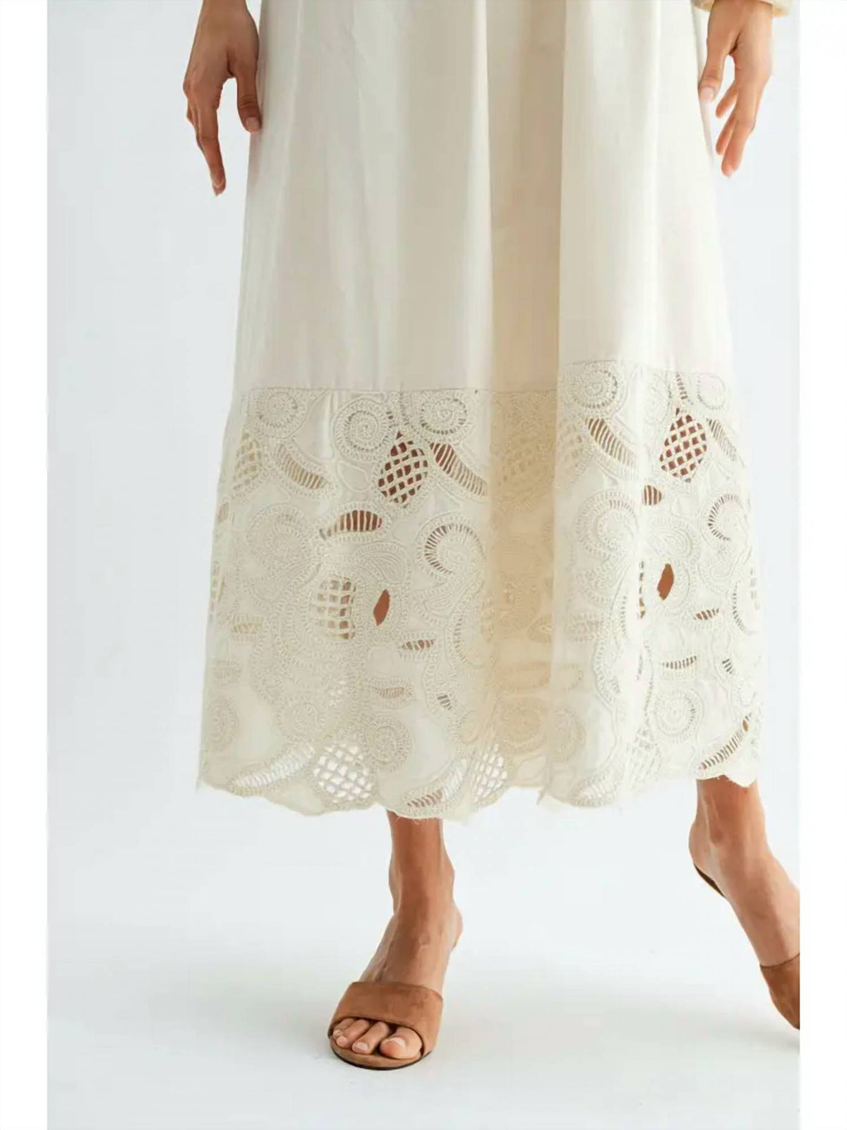 Lace Details Boho Midi Dress