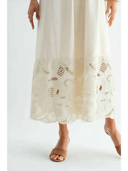 Lace Details Boho Midi Dress