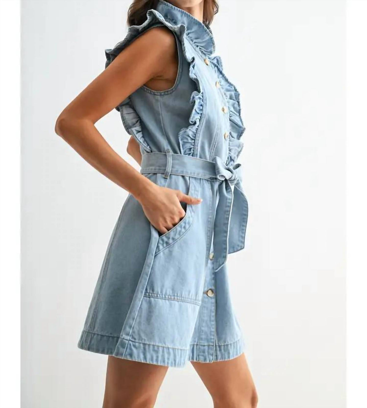 Ruffle Sleeveless Mini Dress