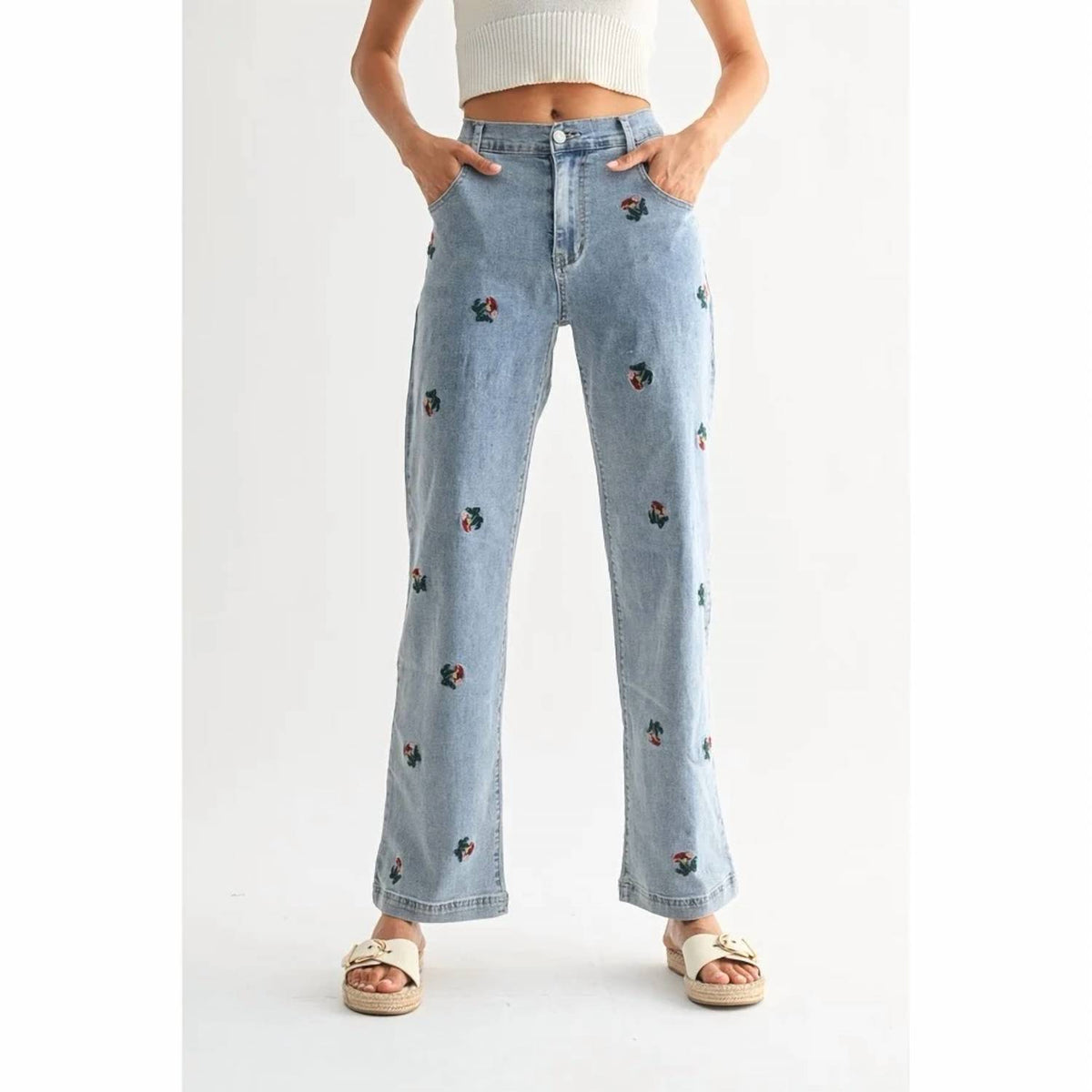 Wildflower Embroidered Denim Jeans