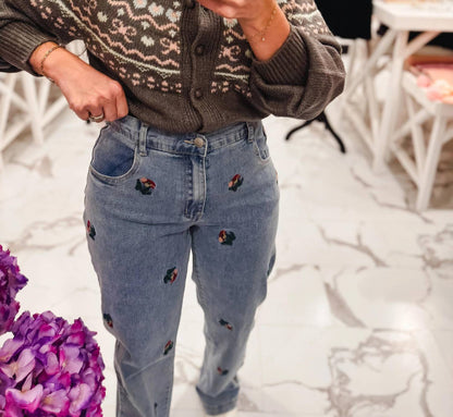 Wildflower Embroidered Denim Jeans