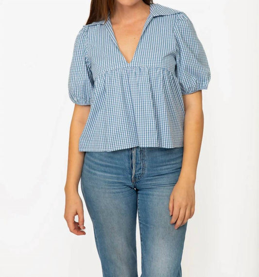 Retro Collar Gingham Blouse