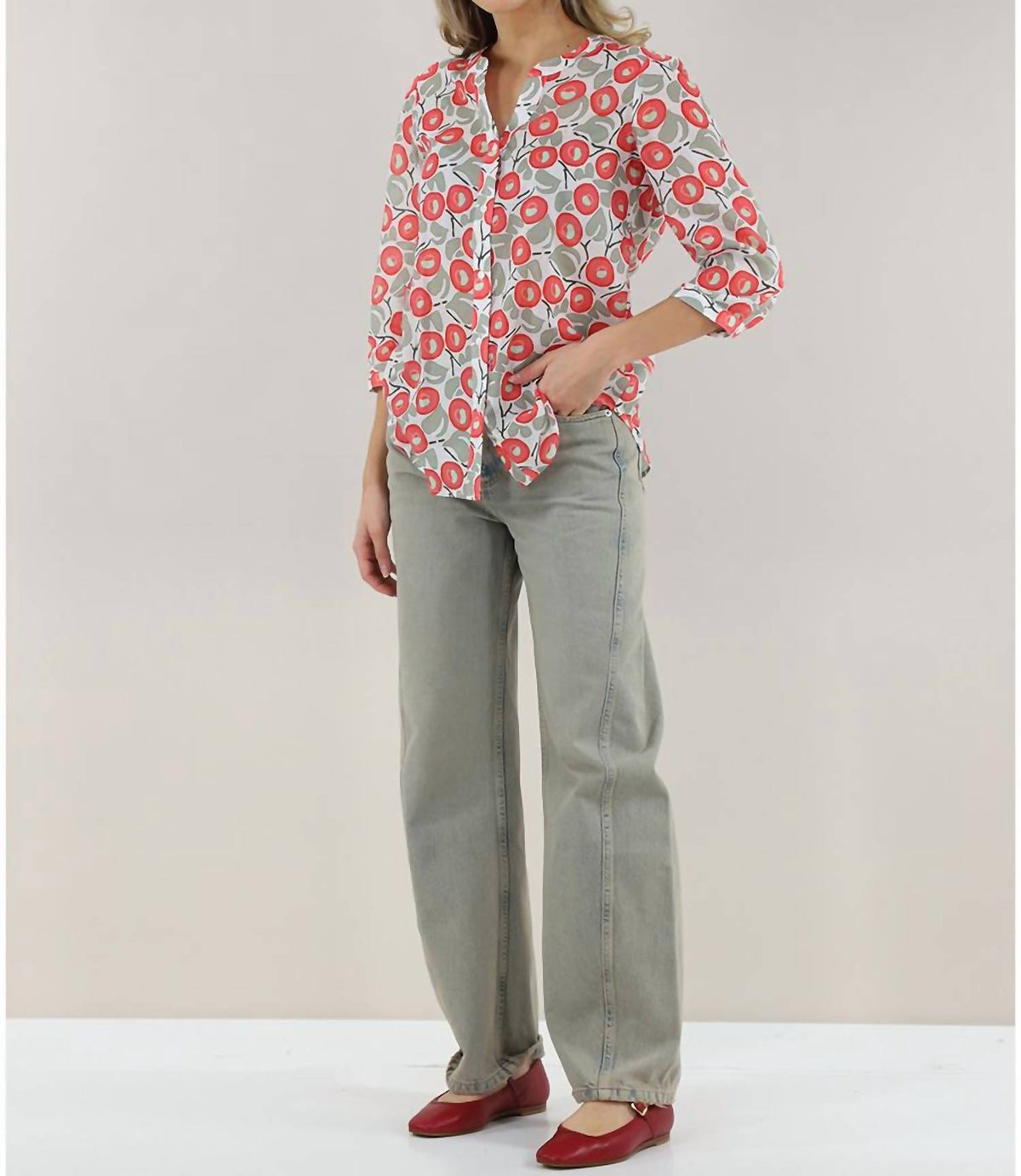 V-neck Mandarin Collar Top