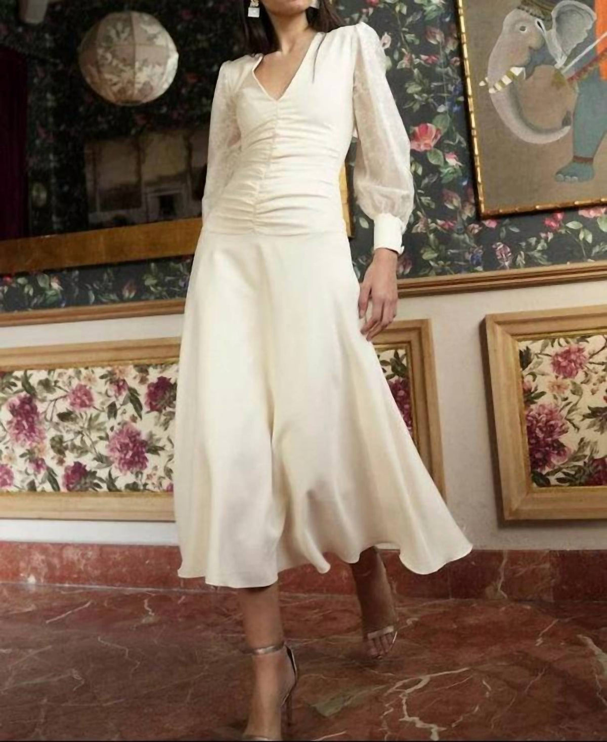 Grace Embroidered Voile Midi Dress