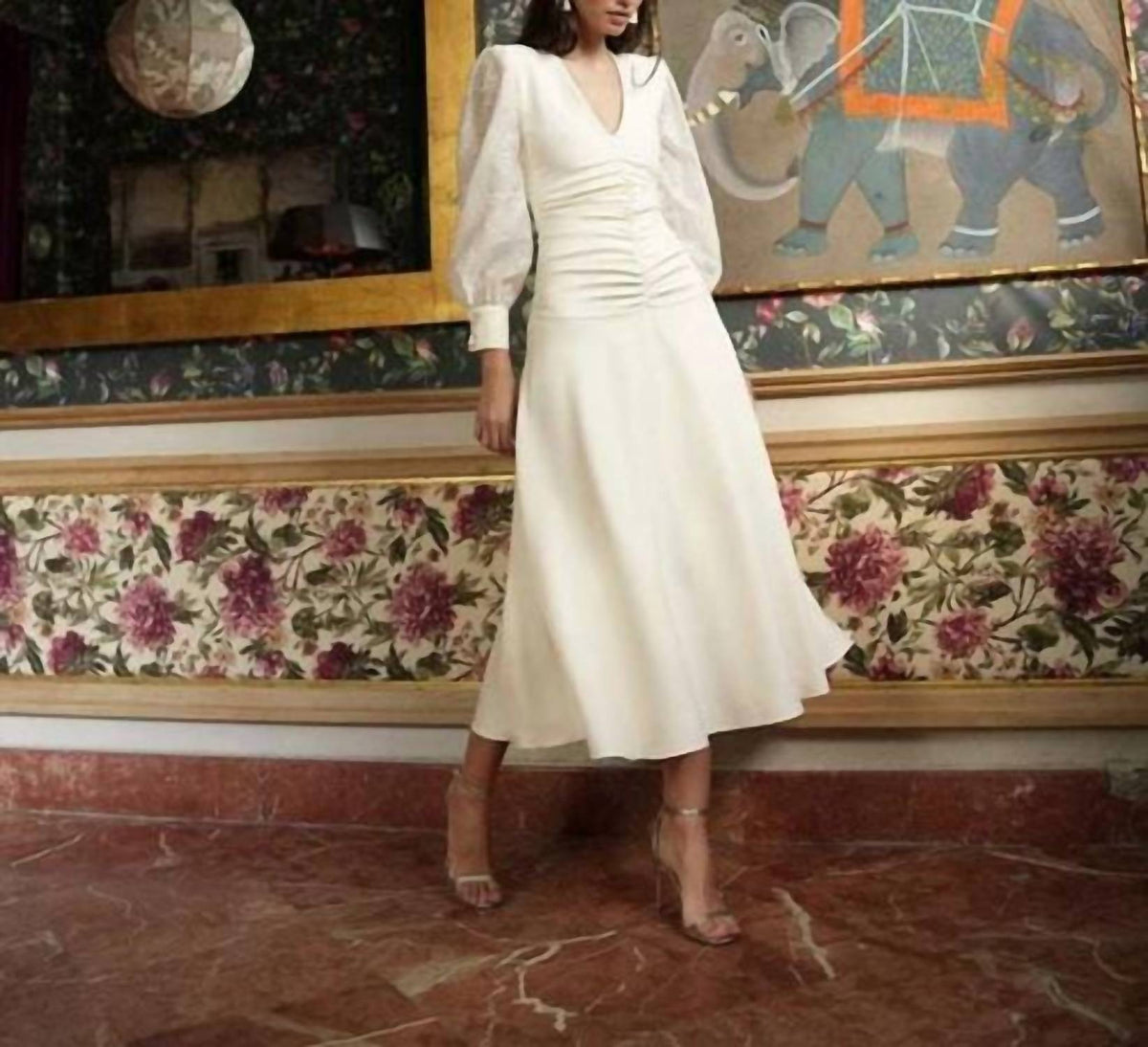 Grace Embroidered Voile Midi Dress