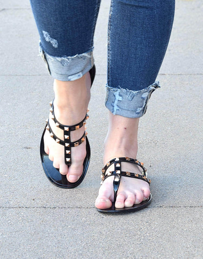 G Stylez - Women's Studded Flat Sandal - Rack Hunt