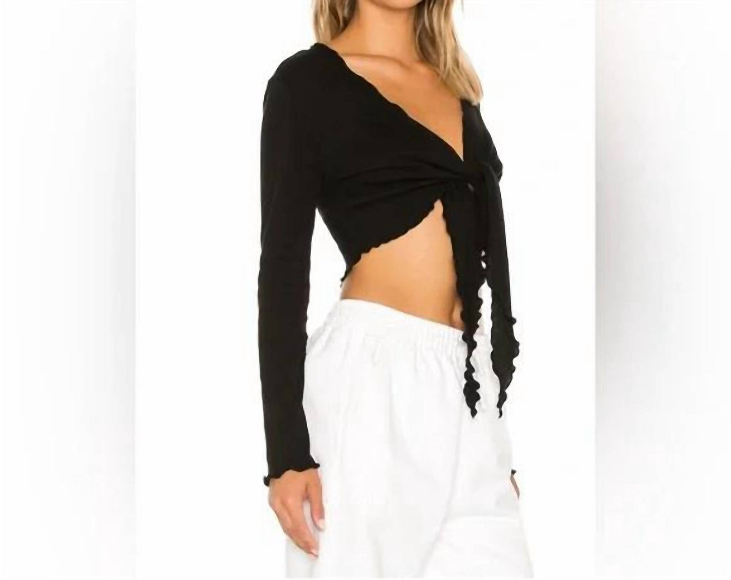 Lettuce Leaf Trim Shrug Top