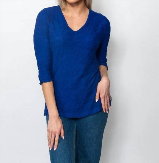 Printed Dreamcatcher V-neck Ruched Sleeve Top