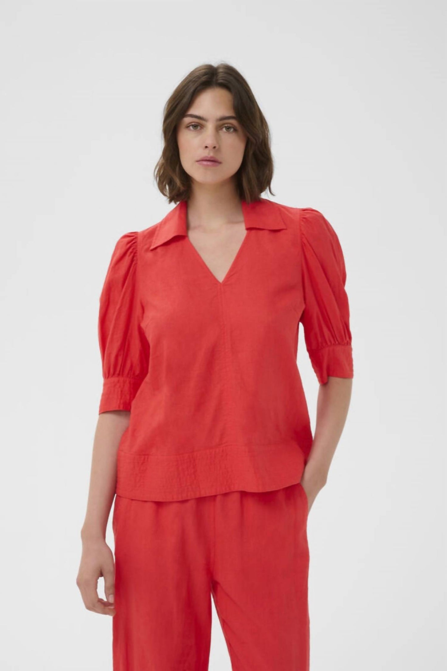 Edith Linen Mix Blouse