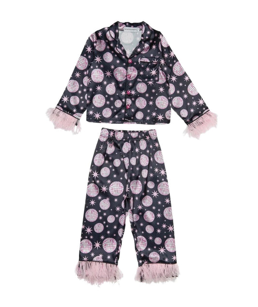 Girl's Disco Feather Silky Set