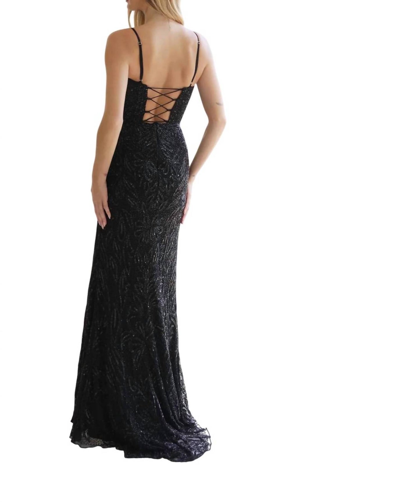 Lace-up Back Sequin Prom Dress