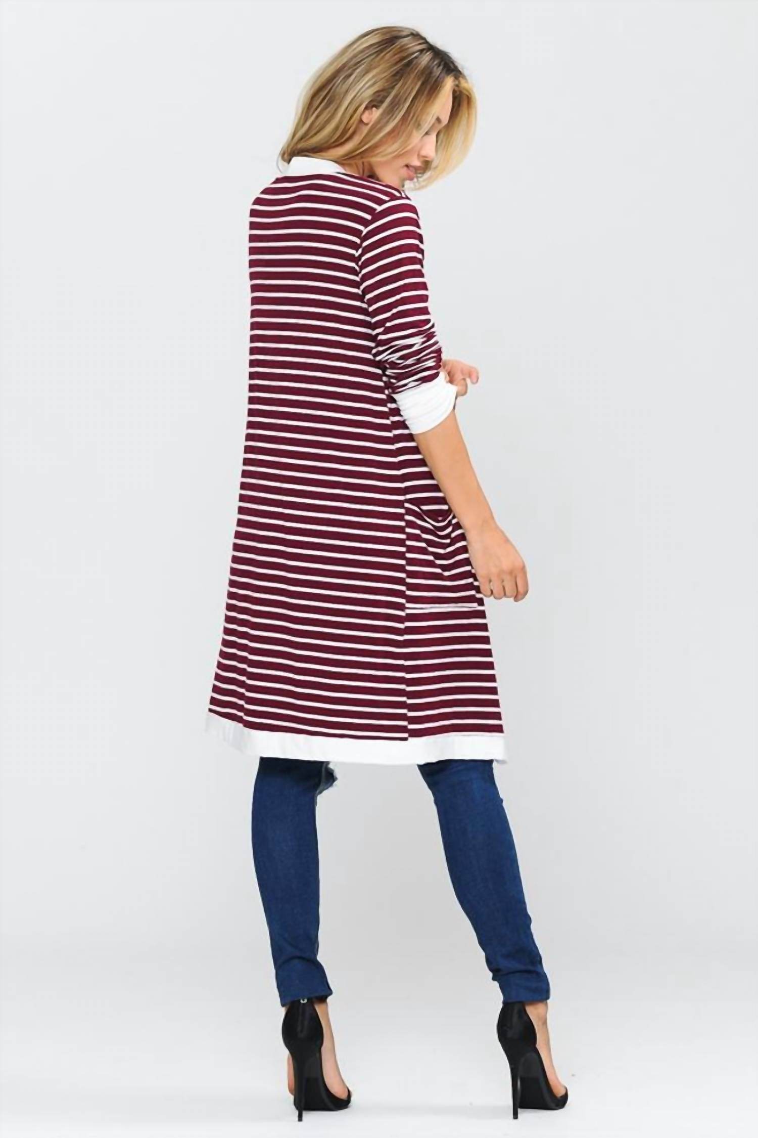 Susi - Stripe Midi Open Cardigan - Rack Hunt -