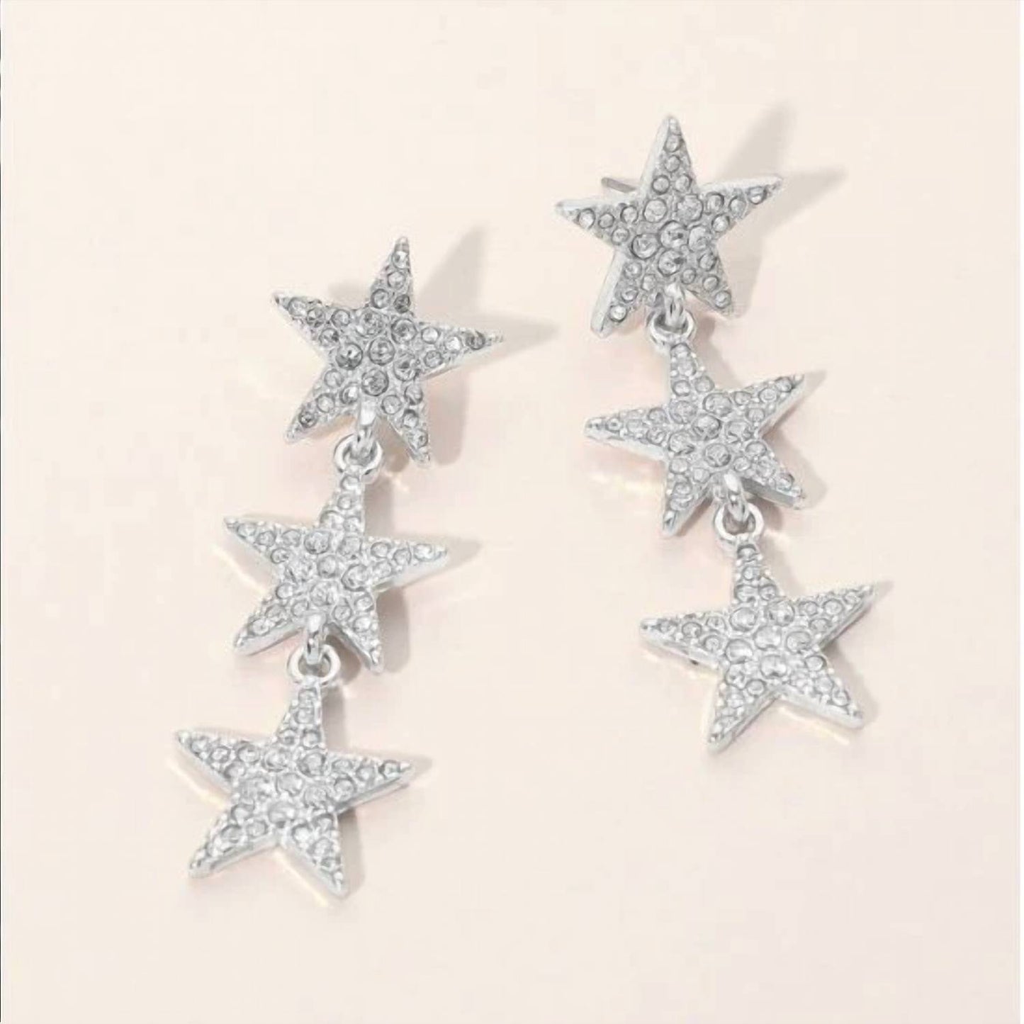 Women's Triple Rhinestone Star Drop Earrings