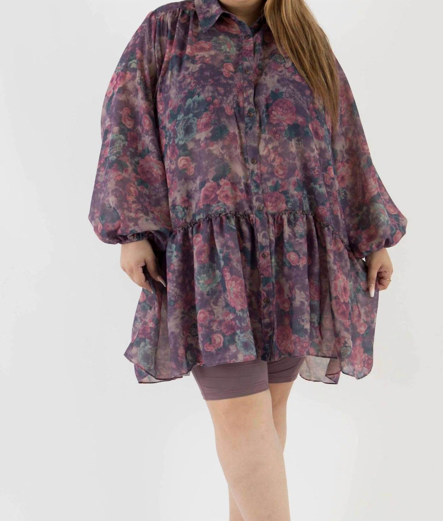 Sante Grace - Floral Voile Tunic Top - Plus Size - Rack Hunt -